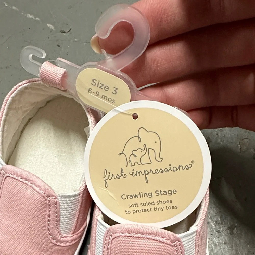 First Impressions Pink Slip-On Canvas Baby Shoes